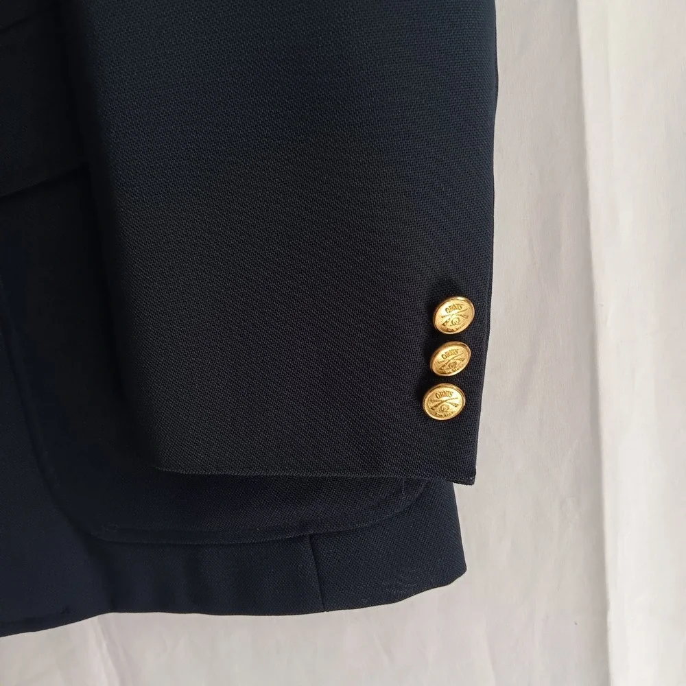 Orvis Blazer Mens Size L Navy Blue Excellent Gold Crested Button Hopsack USA
